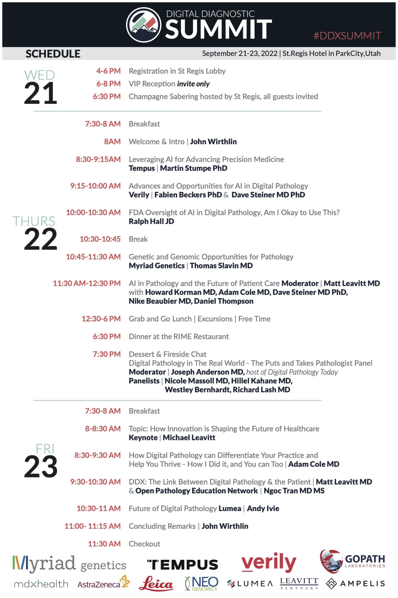 2022 Digital Diagnostic Summit Schedule, Map, and FAQ