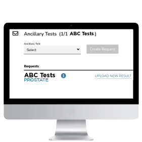 Ancillary test online ordering on a computer